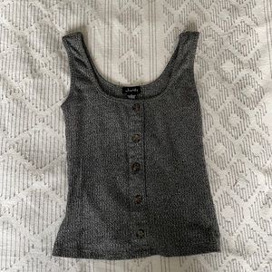 Gray (fake) Button Down Tank Top